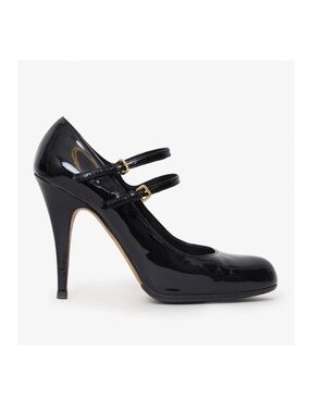 Miu Miu Black Patent Leather Double Strap Mary Jane Heels 39.5
